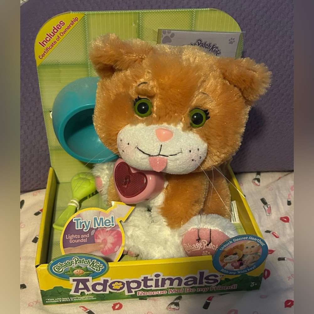 Cabbage Patch Kids Adoptimals Plush Orange Kitty with Pink Heart